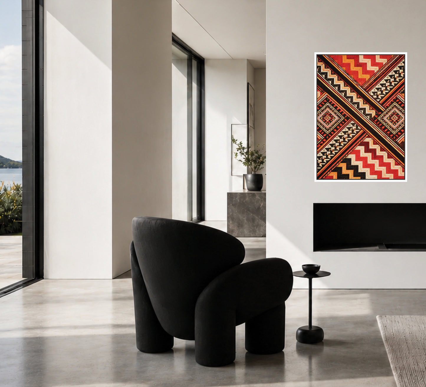 Woven Geometry - Cross Current Canvas in Floating Frame