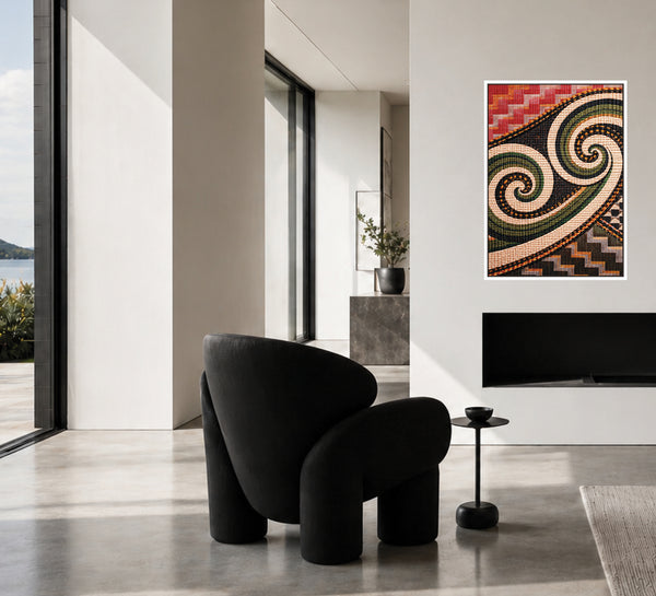 Woven Geometry - Spiral Tides Canvas in Floating Frame