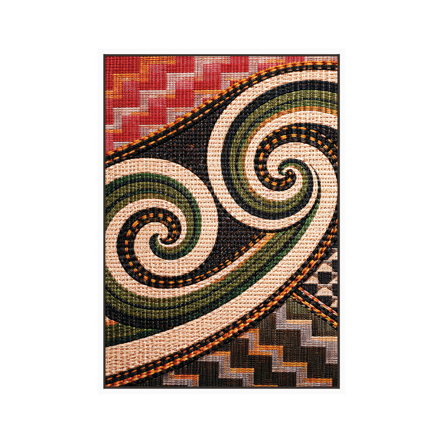 Woven Geometry - Spiral Tides Canvas in Floating Frame