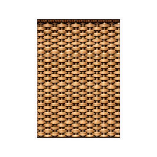 Woven interlace canvas print with floating frame, warm tan and brown lattice